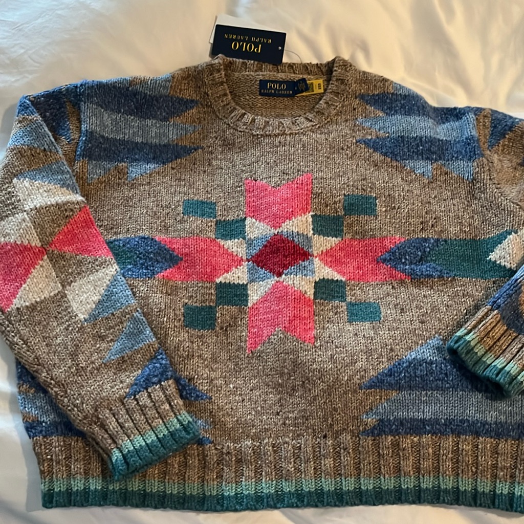 Nwt Cropped Polo Aztec Sweater